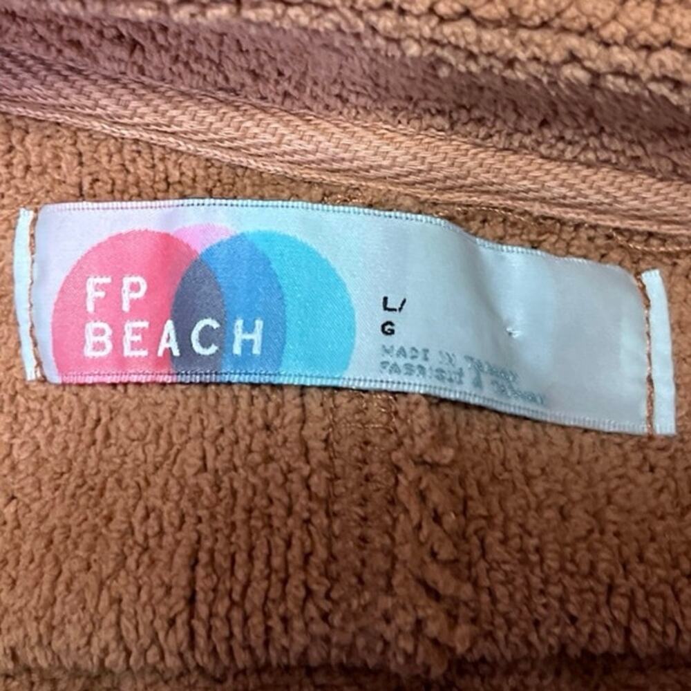 Free People FP Beach Brown Drop Shoulder Long Sleeve Fleece Sweater Top Size L - Picture 3 of 4
